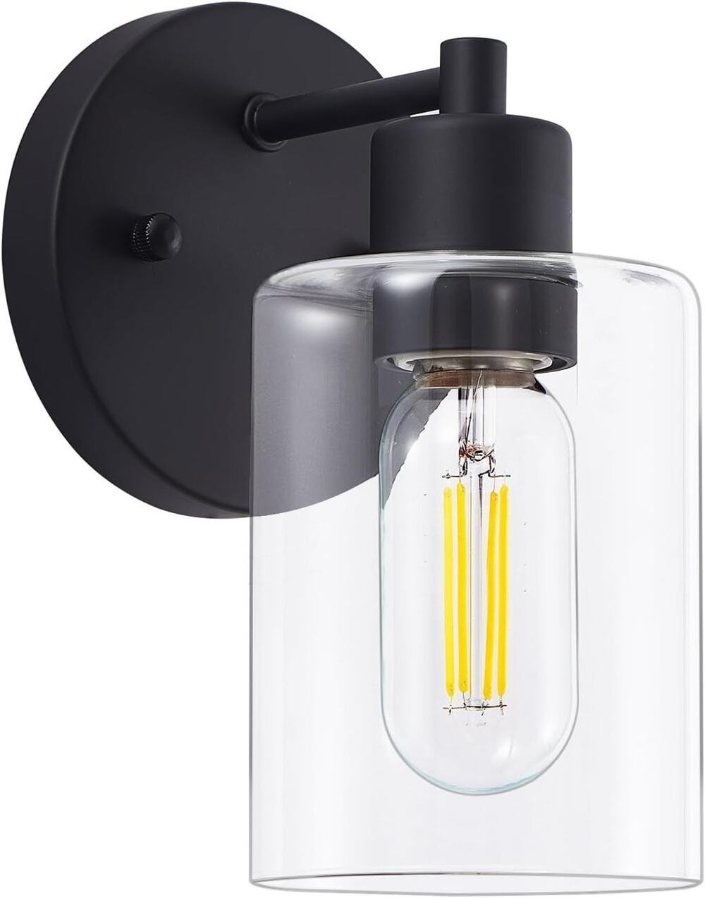 Black Wall Sconce with Clear Glass Shade